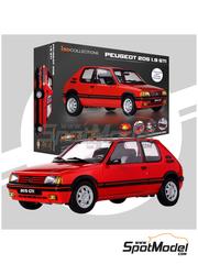 Ixo Collections: Car scale model kit 1/8 scale - Peugeot 205 1.9 GTI Red - metal parts, plastic parts, rubber parts, other materials and assembly instructions
