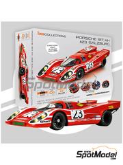 Ixo Collections: Car scale model kit 1/8 scale - Porsche 917 KH Porsche Salzburg Team sponsored by Shell #23 - Hans Herrmann (DE) + Richard Attwood (GB) - 24 Hours Le Mans 1970 - metal parts, plastic parts, rubber parts, other materials and assembly instructions