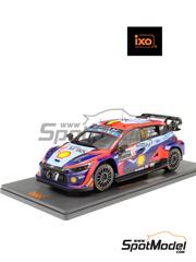 Ixo Models: Diecast model car 1/18 scale - Hyundai i20 N Rally1 Hyundai Mobis WRT Team sponsored by Shell #11 - Thierry Neuville (BE) + Martijn Wydaeghe (BE) - Monte Carlo Rally - Rallye Automobile de Monte-Carlo 2023 - metal parts, plastic parts and rubber parts