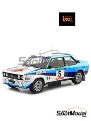 Ixo Models: Diecast model car 1/18 scale - Fiat 131 Abarth Fiat Italia Team #5 - Walter R&ouml;hrl (DE) + Christian Geistd&ouml;rfer (DE) - Portugal Rally - Vinho do Porto 1980 - metal parts, plastic parts and rubber parts image