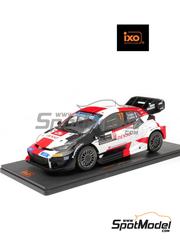 Ixo Models: Diecast model car 1/18 scale - Toyota GR Yaris Rally1 Hybrid Toyota Gazoo Racing WRT Team sponsored by Denso #17 - S�bastien Ogier (FR) + Vincent Landais (FR) - Monte Carlo Rally - Rallye Automobile de Monte-Carlo 2023 - metal parts, plastic parts and rubber parts