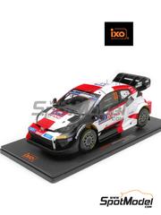 Ixo Models: Diecast model car 1/18 scale - Toyota Yaris GR Hybrid Rally1 Toyota Gazoo Racing WRT Team sponsored by Denso #33 - Elfyn Evans (GB) + Scott Martin (GB) - Secto Rally Finland 2023 - metal parts, plastic parts and rubber parts