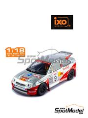 Ixo Models: Diecast model car 1/18 scale - Ford Escort RS Cosworth Group A Ford Motor Co. Ltd. Team sponsored by RB, Sms #9 - Ari Vatanen (FI) + Fabrizia Pons (IT) - Acropolis Rally 1994 - metal parts, plastic parts and rubber parts