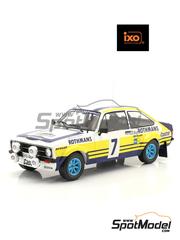 Ixo Models: Diecast model car 1/18 scale - Ford Escort MK II RS 1800 sponsored by Rothmans #7 - Roger Clark (GB) + Jim Porter (GB) - Acropolis Rally 1979 - metal parts, plastic parts and rubber parts