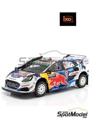 Ixo Models: Diecast model car 1/18 scale - Ford Puma Rally1 M-Sport Ford World Rally Team sponsored by RB #16 - Adrien Fourmaux (FR) + Alexandre Coria (FR) - Safary Rally Kenya 2024 - metal parts, plastic parts and rubber parts