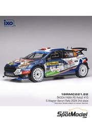 Ixo Models: Diecast model car 1/18 scale - Skoda Fabia RS Rally2 Eurosol Racing Team sponsored by Green Scrap #10 - Simon Wagner (AT) + Jara Hain (DE) - Barum Czech Rally 2024 - metal parts, plastic parts and rubber parts image
