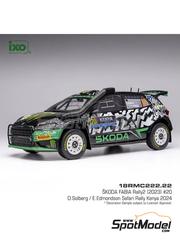 Ixo Models: Diecast model car 1/18 scale - Skoda Fabia RS Rally2 Toksport WRT Team sponsored by Monster #20 - Oliver Solberg (SE) + Elliott Edmondson (GB) - Safary Rally Kenya 2024 - metal parts, plastic parts and rubber parts image