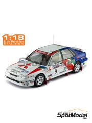 Ixo Models: Diecast model car 1/18 scale - Mitsubishi Galant VR-4 Group A Mitsubishi Ralliart Europe Team sponsored by Citizen #9 - Kenneth Eriksson (SE) + Staffan Parmander (SE) - Lombard RAC Rally 1990 - metal parts, plastic parts and rubber parts