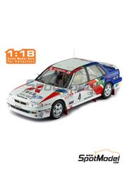 Ixo Models: Diecast model car 1/18 scale - Mitsubishi Galant VR-4 Group A Mitsubishi Ralliart Europe Team sponsored by Citizen #4 - Ari Vatanen (FI) + Bruno Berglund (SE) - Lombard RAC Rally 1990 - metal parts, plastic parts and rubber parts