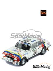 Ixo Models: Diecast model car 1/43 scale - Peugeot 504 Coupe V6 sponsored by Esso, Sharp #02 - Jean-Pierre Nicolas (FR) + Michel Gamet (FR) - Rally Bandama C�te d'Ivoire 1978 - metal parts, plastic parts and rubber parts