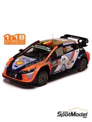Ixo Models: Diecast model car 1/18 scale - Hyundai i20 N Rally1 Hyundai Mobis WRT Team sponsored by Shell #11 - Thierry Neuville (BE) + Martijn Wydaeghe (BE) - Safary Rally Kenya 2024 - metal parts, plastic parts and rubber parts image