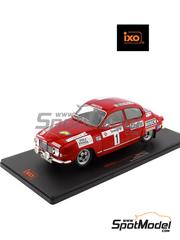 Ixo Models: Diecast model car 1/18 scale - Saab 96 V4 Saab Scania Team sponsored by Spola Kr&ouml;ken #1 - Stig Blomqvist (SE) + Arne Hertz (SE) - International Swedish Rally 1973 - plastic parts and rubber parts image