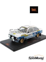 Ixo Models: Diecast model car 1/18 scale - Ford Escort MK II RS 1800 David Sutton Motorsport Team sponsored by Silja Line #2 - Ari Vatanen (FI) + Terry Harryman (GB) - International Swedish Rally 1982 - metal parts, plastic parts and rubber parts image