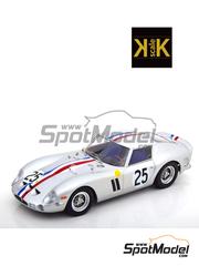 KK Scale: Diecast model car 1/18 scale - Ferrari 250 GTO Fernand Tavano Team #25 - Pierre Dumay (FR) + L�on 'Eld�' Dernier (BE) - 24 Hours Le Mans 1963 - photo-etched parts, plastic parts and rubber parts