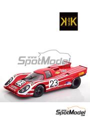 KK Scale: Diecast model car 1/18 scale - Porsche 917K Porsche Salzburg Team sponsored by Shell #23 - Richard Attwood (GB) + Hans Herrmann (DE) - 24 Hours Le Mans 1970 - photo-etched parts, plastic parts and rubber parts