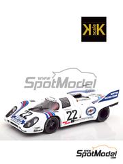 KK Scale: Diecast model car 1/18 scale - Porsche 917K Martini Racing Team #22 - Helmut Marko (AT) + Gijs van Lennep (NL) - 24 Hours Le Mans 1971 - photo-etched parts, plastic parts and rubber parts