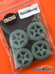 KMP Kool Models Production: Rims and tyres set 1/24 scale - Enkei OZ for Mitsubishi Lancer Evo I - II - III 1995 - 3D printed parts - for Hasegawa references 20269, CS-13, 20270 and 20271 - 4 units