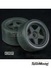 KMP Kool Models Production: Set de llantas y neumticos escala 1/24 - Enkei 5 radios - Ferrari F40 LM - piezas impresas en 3D - para las referencias de Fujimi FJ06143, FJ06201, FJ06207, FJ12001, FJ12105, FJ12207, FJ122946, FJ12308, 123080, HR-19, FJ123080, 12308, HR-19, FJ12321, 123219, RS-1, FJ12327, FJ12500, FJ126258, RS-103, FJ126456, RS-114 y FJ6205 - 4 unidades