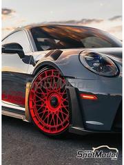 KMP Kool Models Production: Rims and tyres set 1/24 scale - RS MV forged rims 21"/22" for Porsche 911 992.1 GT3 RS - 3D printed parts - for Tamiya reference TAM24370 - 2 + 2 units