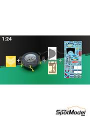 KMP Kool Models Production: Decoracin escala 1/24 - Peugeot 405 Turbo 16 Equipo Peugeot Talbot Sport patrocinado por Camel N 203, 204 - Ari Vatanen (FI) + Bruno Berglund (SE), Bjrn Waldegrd (SE) + Jean Claude Fenouil (FR) - Rally Paris Dakar 1990 - piezas impresas en 3D, mscaras de pintura, calcas de agua, otros materiales, manual de instrucciones y calcas de sponsors de tabaco - para las referencias de Tamiya TAM24092 y TAM24094