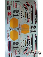 Khaled Models: Decoraci�n escala 1/12 - Suzuki RGB500 Equipo Gallina patrocinado por Nava, Olio Fiat N� 21 - Marco Lucchinelli (IT) - Campeonato del Mundo de Motociclismo 1981 - calcas de agua - para la referencia de Tamiya TAM14009