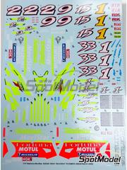 Khaled Models: Decoraci�n escala 1/12 - Suzuki RGV-Gamma XR-89 patrocinado por Telef�nica MoviStar N� 1, 2, 9 15, 33 - Kenny Roberts Jr. (US), Nobuatsu Aoki (JP), Manuel 'Sete' Gibernau (ES), Akira Ryo (JP) - Campeonato del Mundo de Motociclismo 2000 y 2001 - calcas de agua - para las referencias de Tamiya TAM14083 y TAM14089