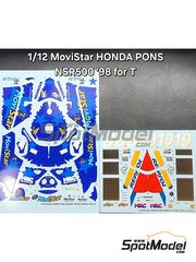 Khaled Models: Decoraci�n escala 1/12 - Honda NSR500 Equipo Honda Pons patrocinado por MoviStar, Repsol N� 8, 19 - Carlos Checa (ES), John Kocinski (US) - Campeonato del Mundo de Motociclismo 1998 - calcas de agua - para la referencia de Tamiya TAM14072