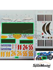 Khaled Models: Decoraci�n escala 1/12 - Yamaha YZR500 0WK1 Equipo RB Yamaha WCM patrocinado por RB N� 11, 24, 55 - Simon Crafar (AU), Garry McCoy (AU), R�gis Laconi (FR) - Campeonato del Mundo de Motociclismo 1999 - calcas de agua - para la referencia de Tamiya TAM14076