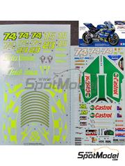 Khaled Models: Decoraci�n escala 1/12 - Honda RC211V Equipo Gresini Racing patrocinado por Telef�nica MoviStar N� 15, 23, 74 - Manuel 'Sete' Gibernau (ES), Ryuichi Kiyonari (JP), Daijiro Kato (JP) - Campeonato del Mundo de Moto GP 2003 - calcas de agua - para la referencia de Tamiya TAM14094