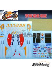Khaled Models: Marking / livery 1/12 scale - Honda NSR500 HRC Team sponsored by Repsol #1, 3, 8 - Michael 'Mick' Doohan (AU), Alex Criville (ES), Tadayuki 'Taddy' Okada (JP) - Motorcycle World Championship 1999 - paint masks and water slide decals - for Tamiya reference TAM14077