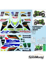 Khaled Models: Marking / livery 1/9 scale - Kawasaki ZX-10RR Kawasaki Racing Team Team sponsored by Cheshire Mouldings #22, 65 - Alex Lowes (GB), Jonathan Rea (GB) - Superbike World Championship 2023 - water slide decals - for Meng Model references MT-008 and MT-008s