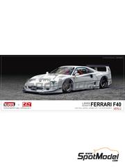 Kitbox PZY Model: Car scale model kit 1/24 scale - Ferrari F40 Liberty Walk Silhouette - 3D printed parts, photo-etched parts, resin parts, rubber parts, seatbelt fabric, water slide decals, other materials and assembly instructions