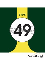 Komakai: Libro de referencia - Lotus Ford Type 49 - para la referencia de Ebbro EBR20004, o las referencias de Model Factory Hiro MFH-K231, K-231, MFH-K232, K-232, MFH-K233, K-233, MFH-K341, K-341, MFH-K342, K-342, MFH-K689, K-689, MFH-K690 y K-690, o las referencias de Tamiya TAM12002, BS1202, TAM12012, BS1212 y TAM12052