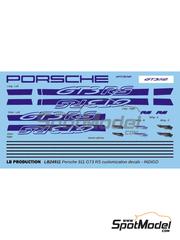 LB Production: Decals 1/24 scale - Porsche 911 GT3 RS Indigo Stripes - water slide decals and placement instructions - for Tamiya reference TAM24370