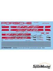 LB Production: Decals 1/24 scale - Porsche 911 GT3 RS Red Stripes - water slide decals and placement instructions - for Tamiya reference TAM24370