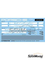 LB Production: Decals 1/24 scale - Porsche 911 GT3 RS White Stripes - water slide decals and placement instructions - for Tamiya reference TAM24370