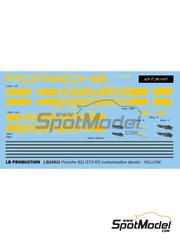 LB Production: Decals 1/24 scale - Porsche 911 GT3 RS Yellow Stripes - water slide decals and placement instructions - for Tamiya reference TAM24370