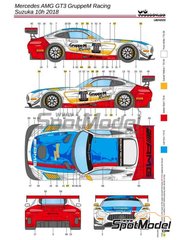 LB Production: Marking / livery 1/24 scale - Mercedes Benz AMG GT3 GruppeM Racing Team #888 - Maro Rene Engel (DE) + Raffaele Marciello (IT) + Tristan Vautier (FR) - Suzuka 10 Hours 2018 - water slide decals and assembly instructions - for Tamiya references TAM24345 and TAM24350