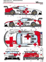 LB Production: Marking / livery 1/24 scale - BMW M8 GTE BMW Motorsport Team sponsored by #RaceLikeAHero #8 - iRacing - water slide decals and assembly instructions - for Nunu references PN24010, NU-24010, PN24036 and NU-24036 image