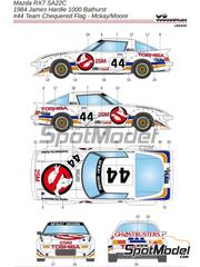 LB Production: Decoracin escala 1/24 - Mazda Savanna RX-7 (SA22C) Equipo The Chequered Flag patrocinado por Ghostbusters N 44 - Graham Moore (AU) + Peter McKay (AU) - 1000 Km de Bathurst 1984 - calcas de agua e instrucciones de colocacin - para las referencias de Hasegawa 20587, 21146 y HC46