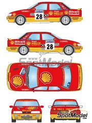 LB Production: Decoracin escala 1/24 - Ford Sierra Cosworth 4x4 Grupo N patrocinado por Shell Helix N 28 - Alister McRae (GB) + David Senior (GB) - Rally Lombard RAC 1992 - calcas de agua e instrucciones de colocacin - para las referencias de D.Modelkits DM-K001 y DM-K002