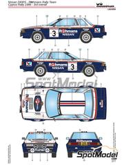 LB Production: Marking / livery 1/24 scale - Nissan 240RS sponsored by Rothmans #3 - Vahan Terzian (CY) + Yiannakis Theofanous (CY) - Chypre Rally 1986 - water slide decals, placement instructions and tobacco sponsor decals - for Beemax Model Kits references B24008, Aoshima 085790, B24014 and Aoshima 104330