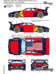 LB Production: Decoraci�n escala 1/24 - BMW M1 patrocinado por RB N� 7 - Dieter Quester (AT) + Luca Riccitelli (IT) - HRS 24 Horas Daytona Classic  2017 - calcas de agua e instrucciones de colocaci�n - para las referencias de Italeri 3627, 3643, IT3643 y 3643.OUTLET, o las referencias de Revell REV07247 y 80-7247