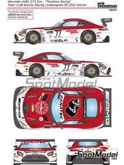 LB Production: Marking / livery 1/24 scale - Mercedes Benz AMG GT3 Evo Craft Bamboo Racing Team sponsored by Theodore Racing #77 - Daniel Juncadella (ES) + Raffaele Marciello (IT) + Daniel Morad (CA) - Indianapolis 8 Hour 2022 - paint masks, water slide decals and placement instructions - for LB Production reference LB-TK14, or Tamiya references TAM24345 and TAM24350