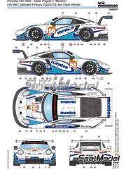 LB Production: Marking / livery 1/24 scale - Porsche 911 RSR GT3 Project 1 Team sponsored by Mentos #56 - Jrg Bergmeister (DE) + Egidio Perfetti (NO) + Larry ten Voorde (NL) - FIA WEC Bahrain 8 Hours 2020 - water slide decals and placement instructions - for Nunu reference PN24040