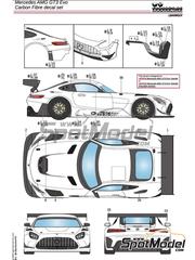 LB Production: Carbon fibre pattern decal set 1/24 scale - Mercedes AMG GT3 Evo - water slide decals and placement instructions - for Tamiya references TAM24345 and TAM24350