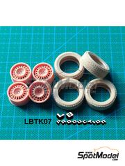 LB Production: Rims and tyres set 1/24 scale - Speedline with gravel tyres - 3D printed parts - for Belkits references BEL008, BEL-008, BEL009 and BEL-009 - 4 units