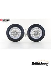 Legrand: Rims and tyres set 1/8 scale - Front wheels set for Mercedes 300 SLR - rubber parts and turned metal parts - for Legrand references LE102, LE105 and LE105-4 - 2 units image