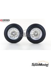 Legrand: Rims and tyres set 1/8 scale - Rear wheels set for Mercedes 300 SLR - rubber parts and turned metal parts - for Legrand references LE102, LE105 and LE105-3 - 2 units image