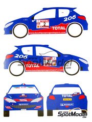 MM24 Models: Decals 1/24 scale - Peugeot 206 S1600 sponsored by Total #2 - C�dric Robert (FR) - Rally Du Var 2002 - for Tamiya kit
